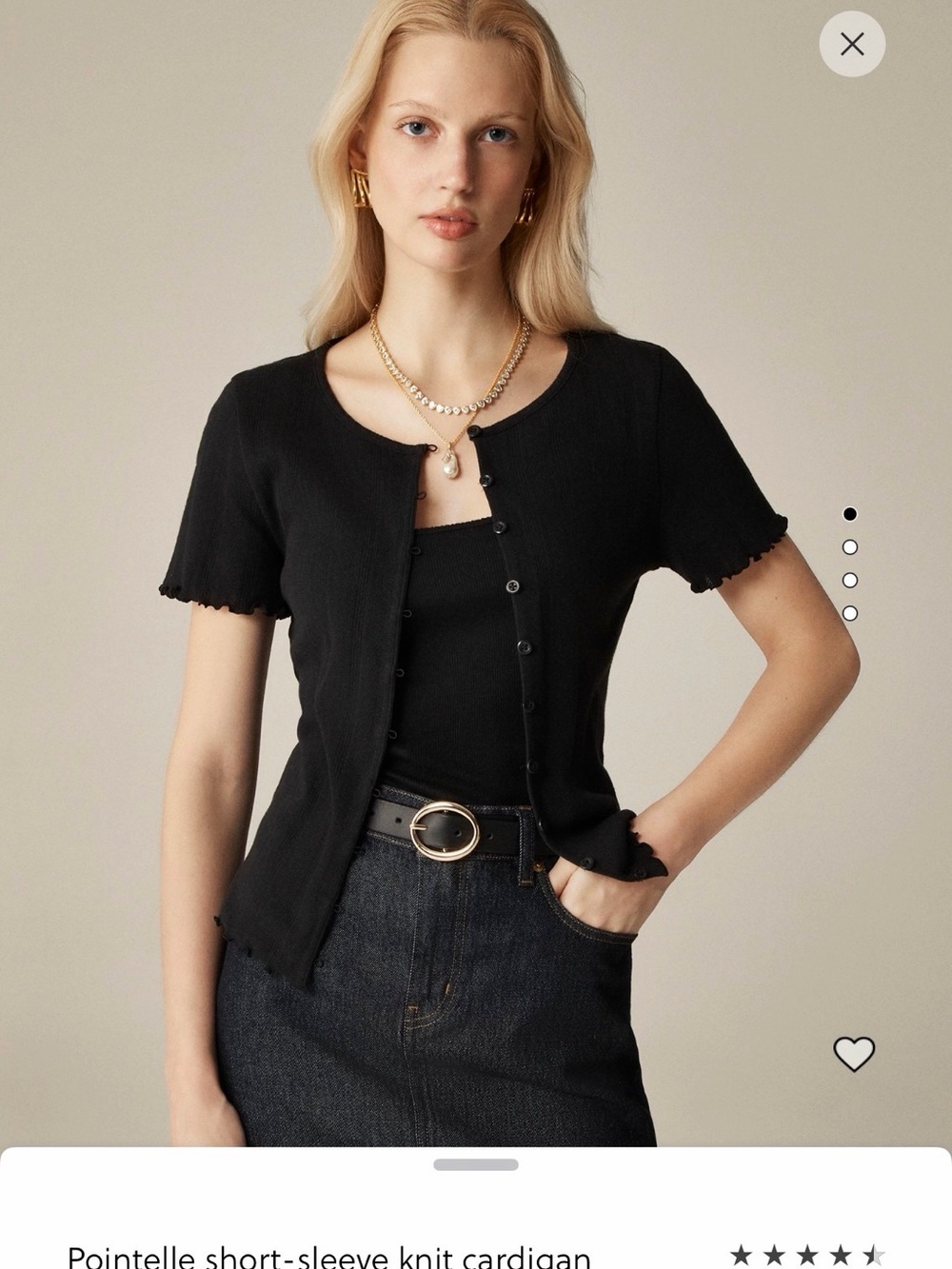 J. Crew Black Pointelle Short-Sleeve Knit Cardigan - NWT!